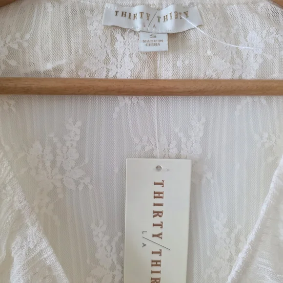 Lace Ruffle Tiefront Blouse Western Chic Romantic Fairy Core Thirty Thirty S NWT - Picture 4 of 8